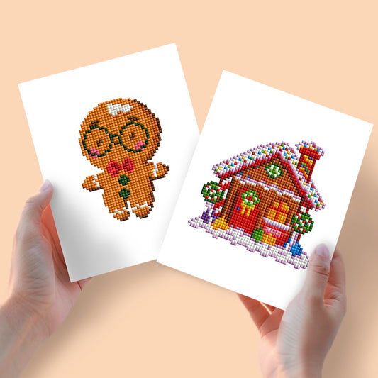 Set of 2 Gingerbread House - Mini Diamond Painting Kits