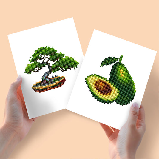 Set of 2 Bonsia and Avocado - Mini Diamond Painting Kits