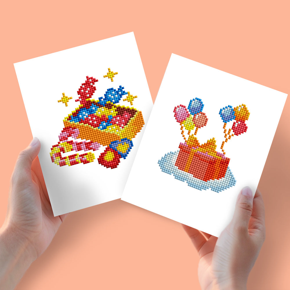 Set of 2 Toy and Balloons - Mini Diamond Painting Kits