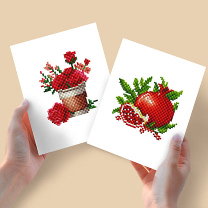 Set of 2 Flower and Fruit - Mini Diamond Painting Kits