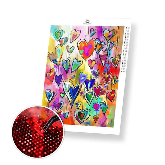 AB Heart Ornaments- Exclusive Premium Diamond Painting Kit - 40x45cm / 16x18’’ / AB Square / 2 Colors - Diamond