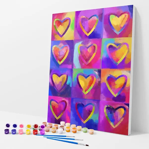 Abstract Hearts Pattern Kit - Paint By Numbers - 30x40cm/ 12x16’’ / No Frame - Paint By Numbers