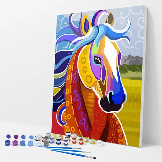 Abstract Horse Kit - Paint By Numbers - 30x40cm / 12x16’’ / No Frame - Paint By Numbers