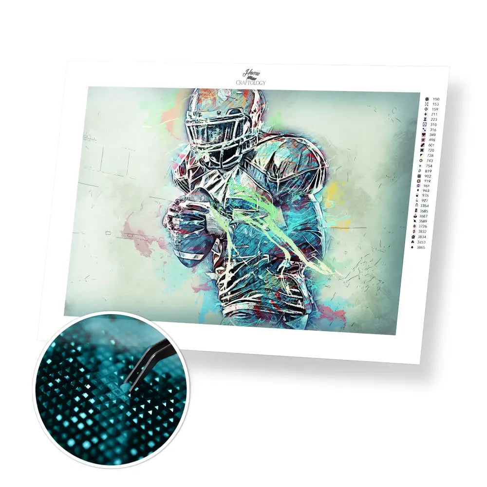 American Football Player - Premium Diamond Painting Kit - 40x30cm / 16x12’’ / Square (Most Popular) - Diamond Painting