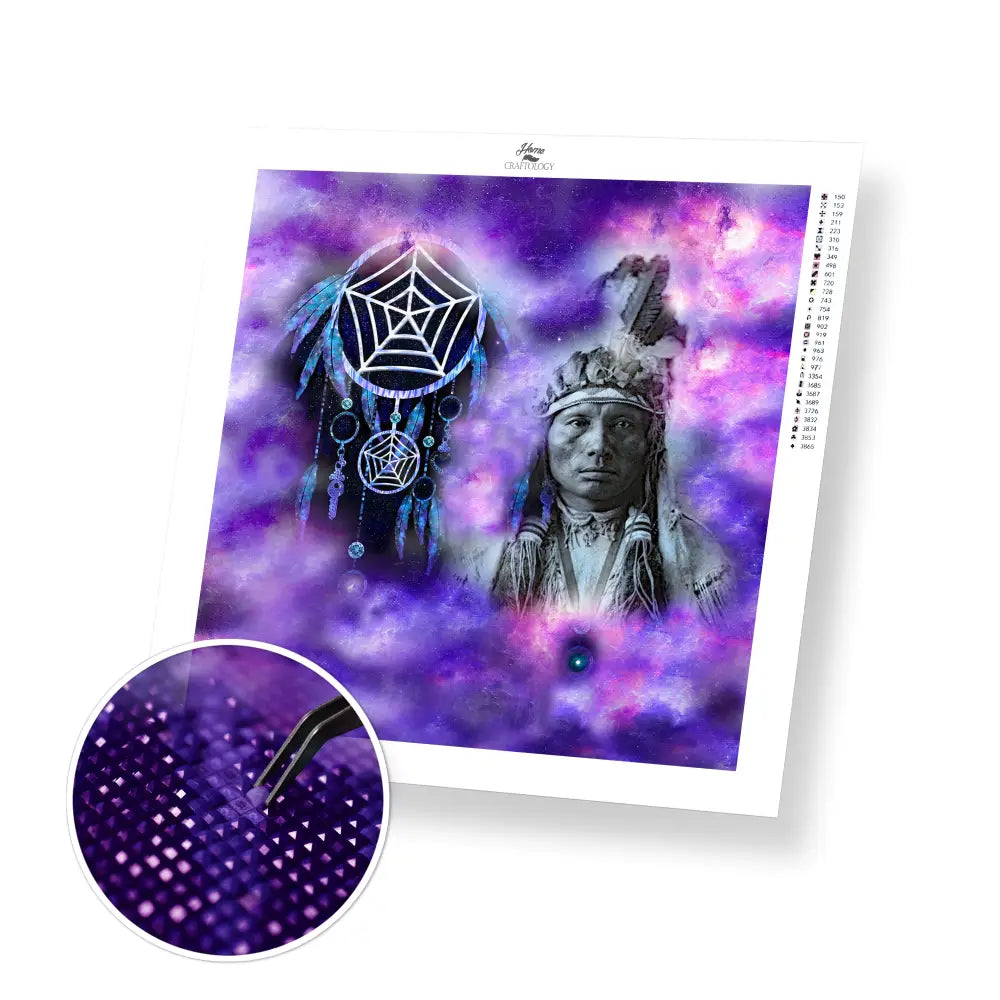 American Indian Dreamcatcher - Premium Diamond Painting Kit - 30x30cm / 12x12’’ / Square (Most Popular) - Diamond