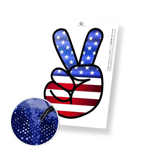 American Peace Sign - Premium Diamond Painting Kit - 20x30cm / 8x12’’ / Square (Most Popular) - Diamond Painting Kit