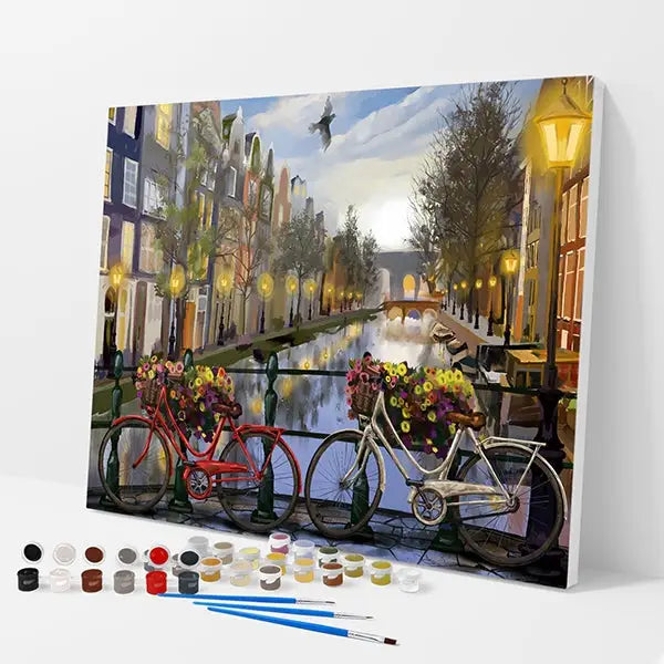 Amsterdam Canals Kit - Paint By Numbers - 30x40cm / 12x16’’ / No Frame - Paint By Numbers