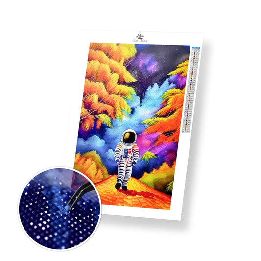 Astronaut in Autumn - Premium Diamond Painting Kit - 30x50cm / 12x20’’ / Square (Most Popular) - Diamond Painting Kit