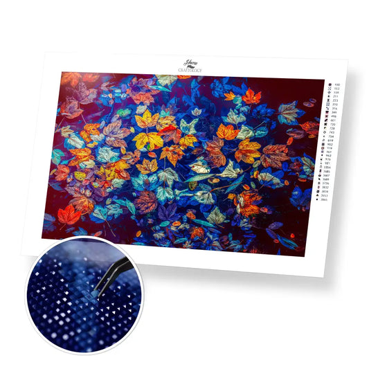 Autumn Leaves in Water - Premium Diamond Painting Kit - 45x30cm / 18x12’’ / Square (Most Popular) - Diamond Painting Kit