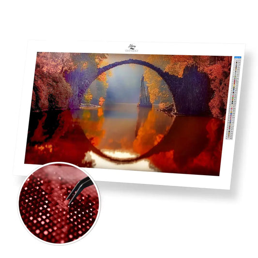 Autumn Reflection - Premium Diamond Painting Kit - 55x30cm / 22x12’’ / Square (Most Popular) - Diamond Painting Kit