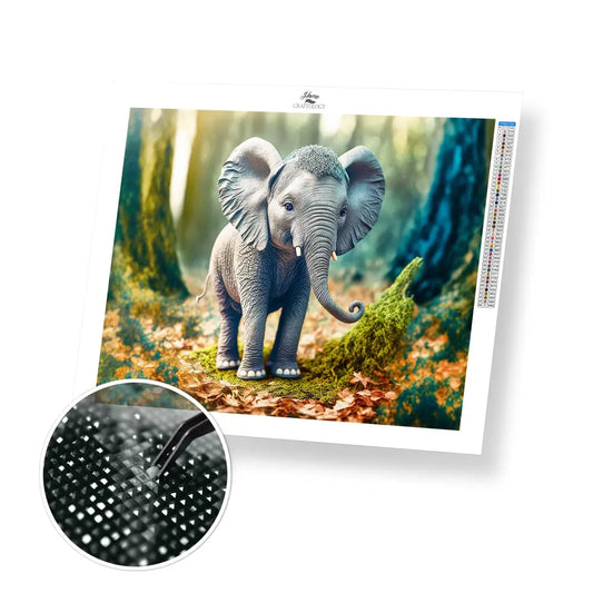Baby Elephant - Premium Diamond Painting Kit - 40x30cm / 16x12’’ / Square (Most Popular) - Diamond Painting Kit