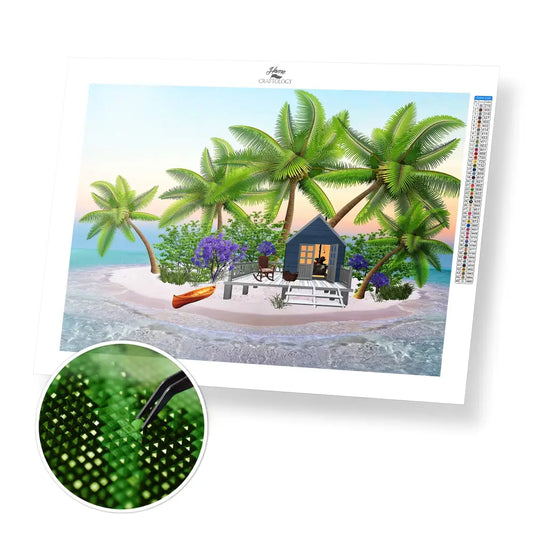 Beach House - Premium Diamond Painting Kit - 40x30cm / 16x12’’ / Square (Most Popular) - Diamond Painting Kit