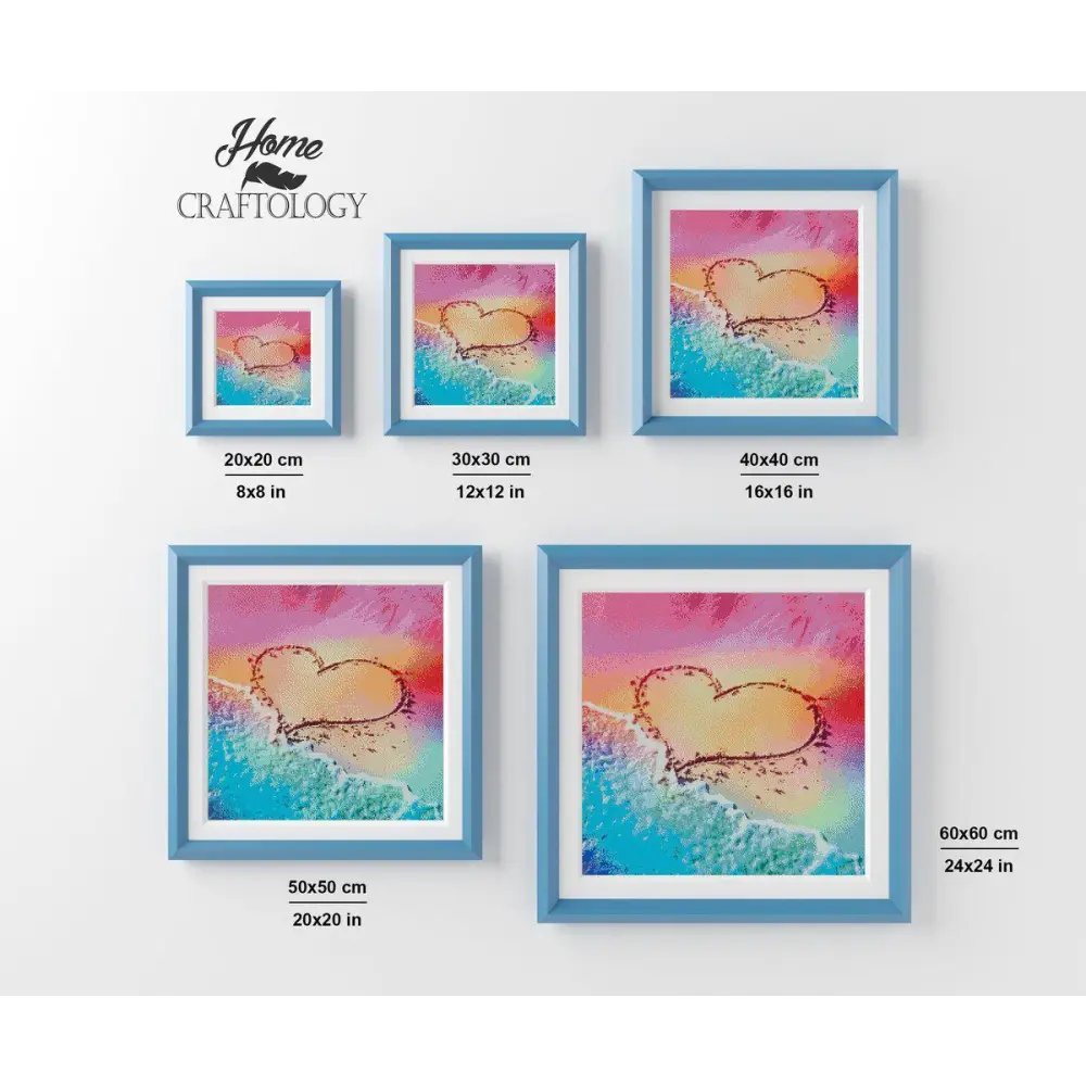 Beach with Heart Drawing - Premium Diamond Painting Kit - Diamond Painting Kit