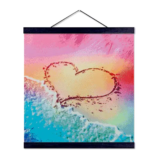 Beach with Heart Drawing - Premium Diamond Painting Kit - Diamond Painting Kit
