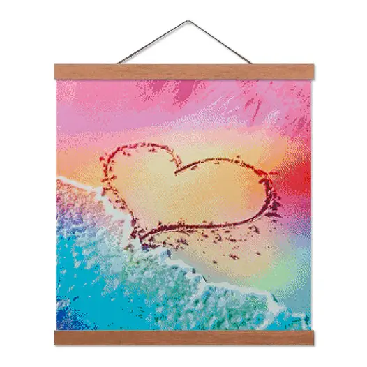 Beach with Heart Drawing - Premium Diamond Painting Kit - Diamond Painting Kit