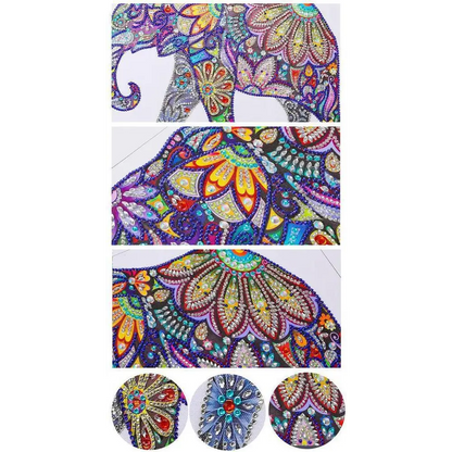 Beaded Elephant Gemstone - Premium 5D Poured Glue Diamond Painting Kit - 26x34cm / 10x13’’ - Gemstone