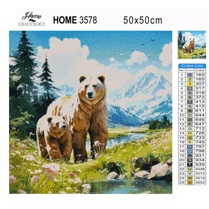 Bear and Cub - Exclusive Premium Diamond Painting Kit - Diamond Painting Kit