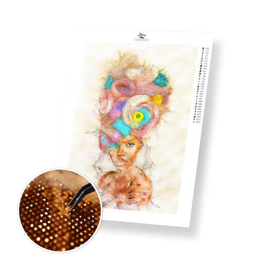 Beautiful African Woman - Premium Diamond Painting Kit - 30x40cm / 12x16’’ / Square (Most Popular) - Diamond Painting