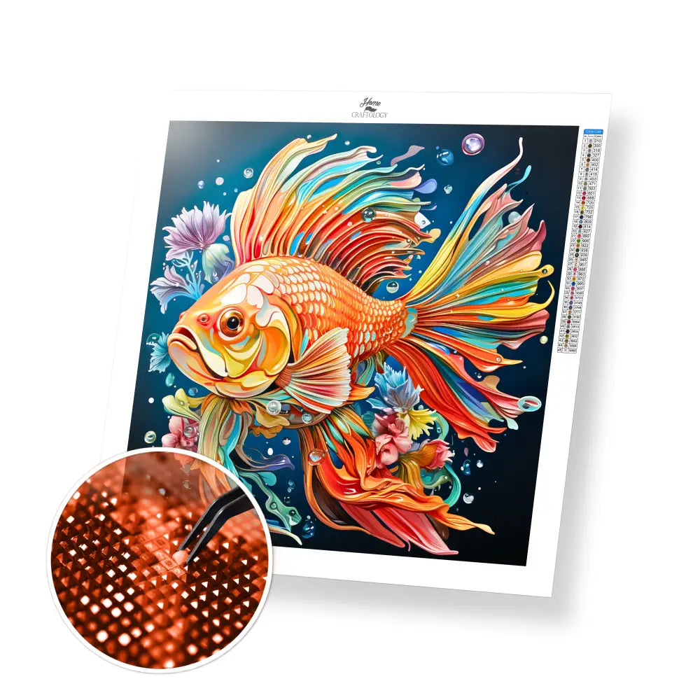 Beautiful Fish - Exclusive Premium Diamond Painting Kit - 20x20cm / 8x8’’ / Square (Most Popular) / No Frame - Diamond