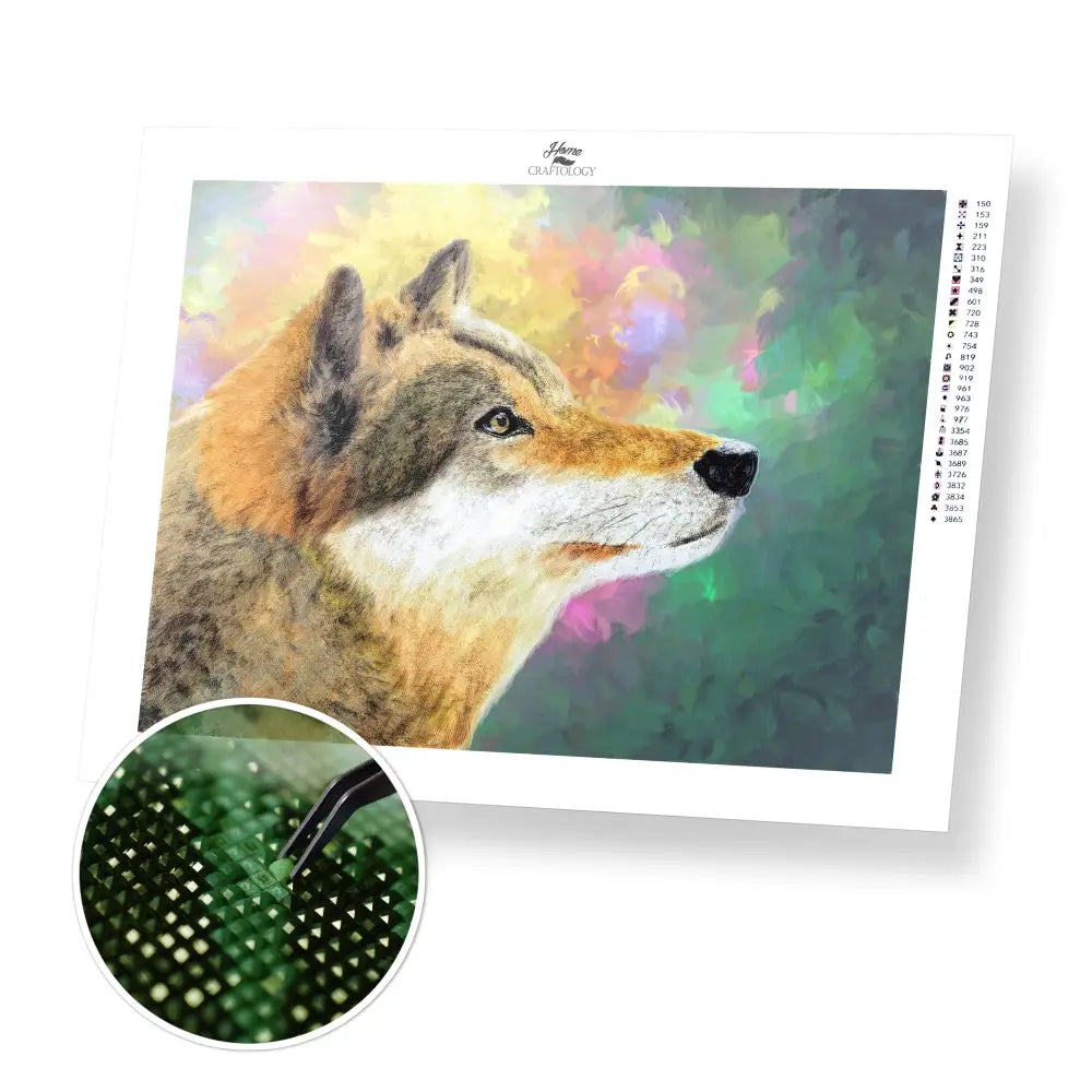 Beautiful Wolf Poster - Premium Diamond Painting Kit - 40x30cm / 16x12’’ / Square (Most Popular) - Diamond Painting Kit