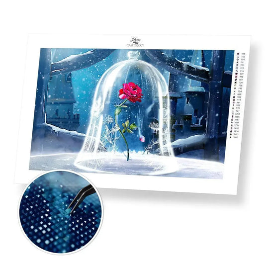 Beauty and The Beast Glass Rose - Exclusive Premium Diamond Painting Kit - 30x20cm / 12x8’’ / Square (Most Popular)