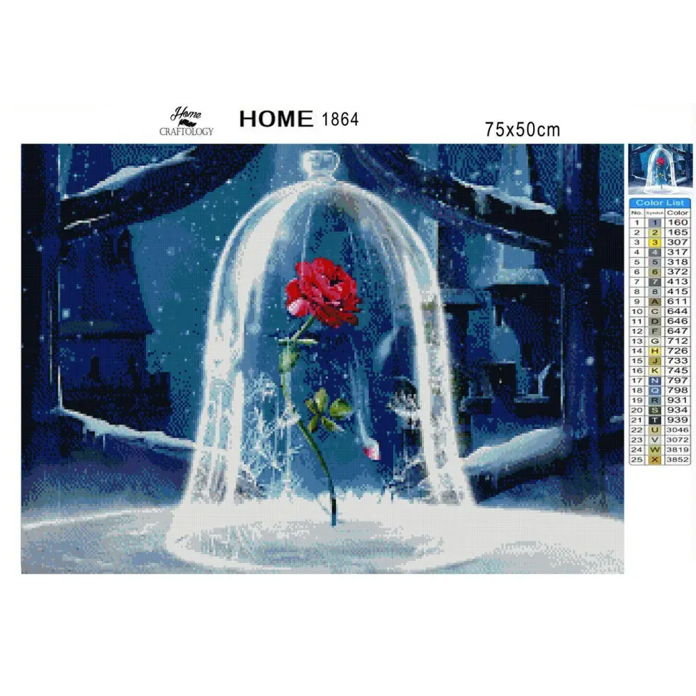 Beauty and The Beast Glass Rose - Exclusive Premium Diamond Painting Kit - Diamond Painting Kit