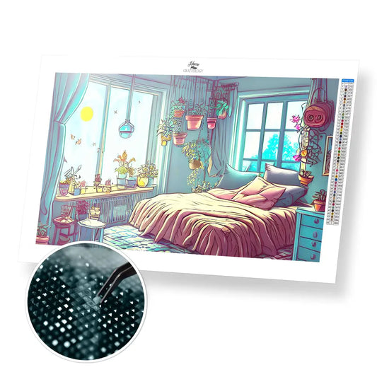 Bedroom - Premium Diamond Painting Kit - 35x20cm / 14x8’’ / Square (Most Popular) - Diamond Painting Kit