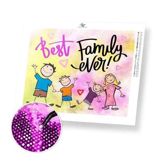 Best Family Ever - Premium Diamond Painting Kit - 35x30cm / 14x12’’ / Square (Most Popular) - Diamond Painting Kit