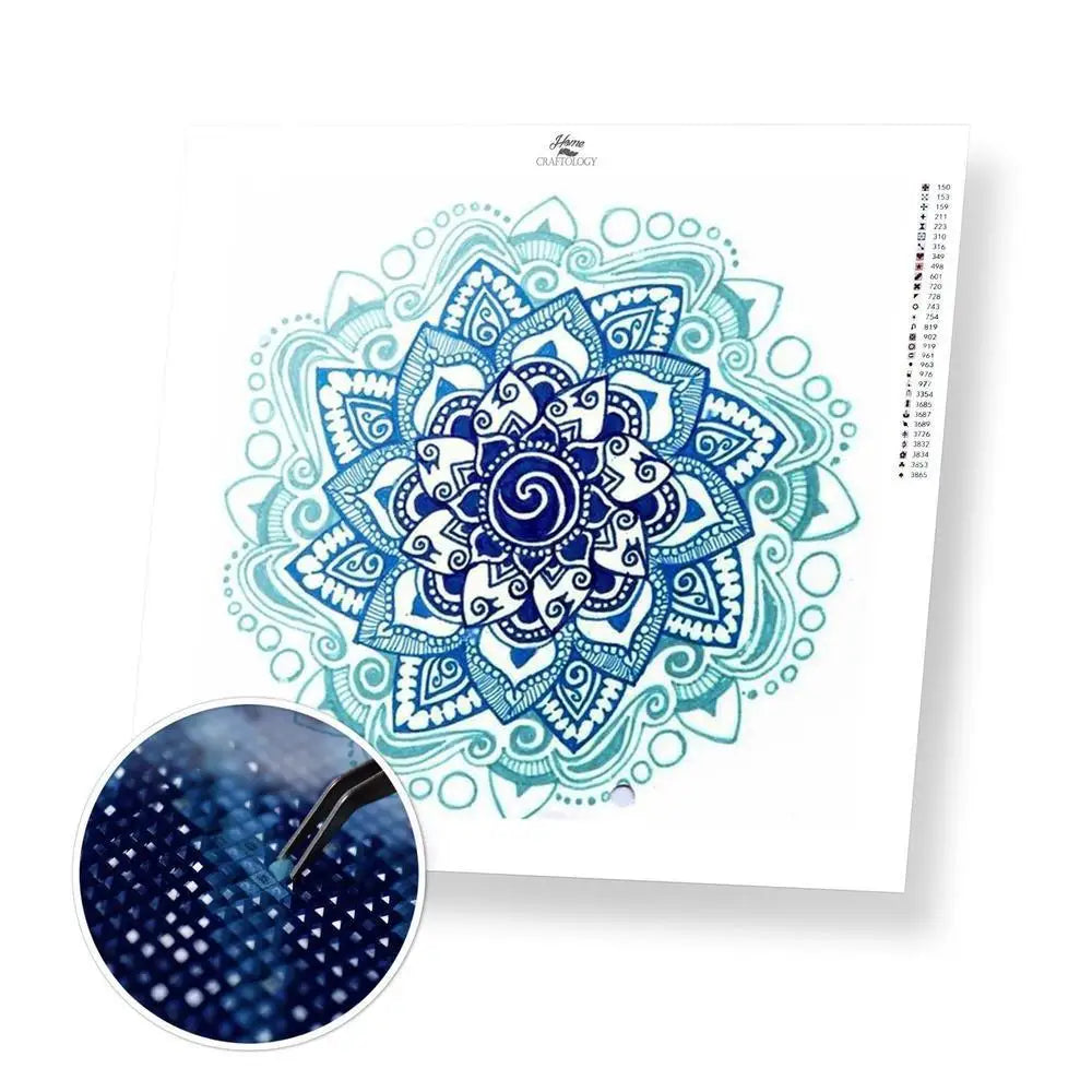 Best Selling Mandala Diamond Painting Kits - Blue Mandala - 40x40cm / 16x16’’ (Recommended) Square