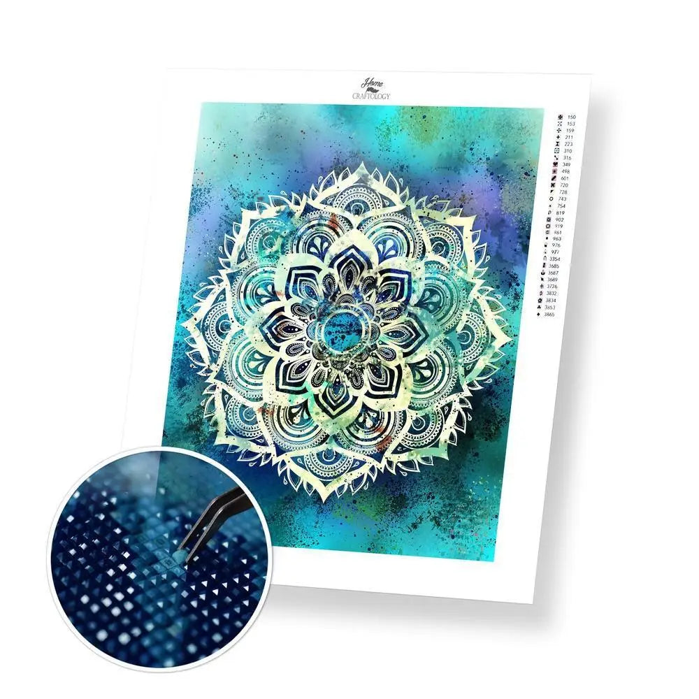Best Selling Mandala Diamond Painting Kits - Blue and Green Mandala - 50x60cm / 20x24’’ (Recommended) Square