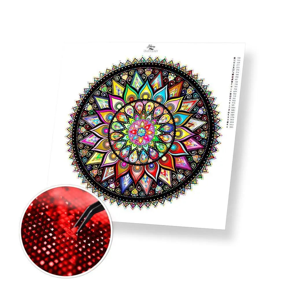 Best Selling Mandala Diamond Painting Kits - Sun Mandala - 50x50cm / 20x20’’ (Recommended) Square