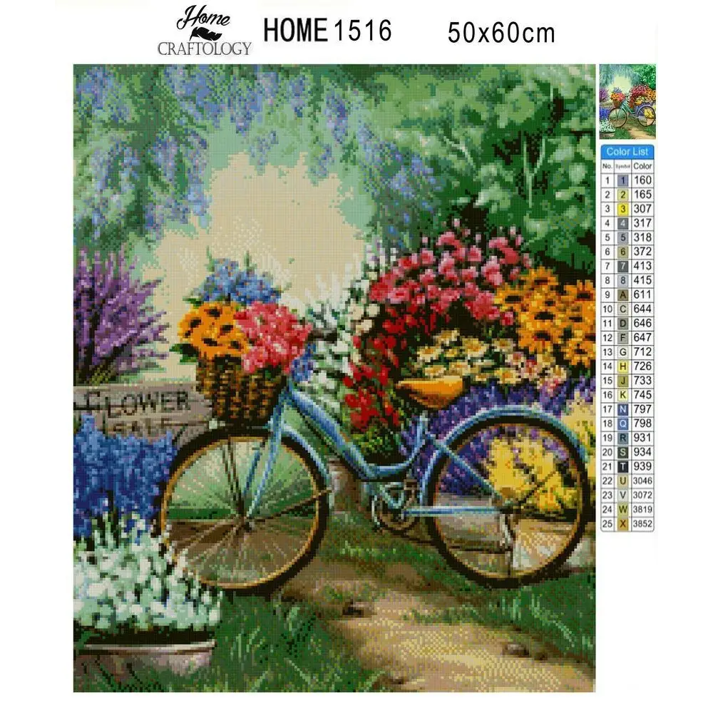 Bicycle and Flowers - Exclusive Premium Diamond Painting Kit - Diamond Painting Kit