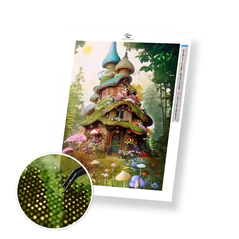 Big Mushroom House - Premium Diamond Painting Kit - 20x30cm / 8x12’’ / Square (Most Popular) - Diamond Painting Kit
