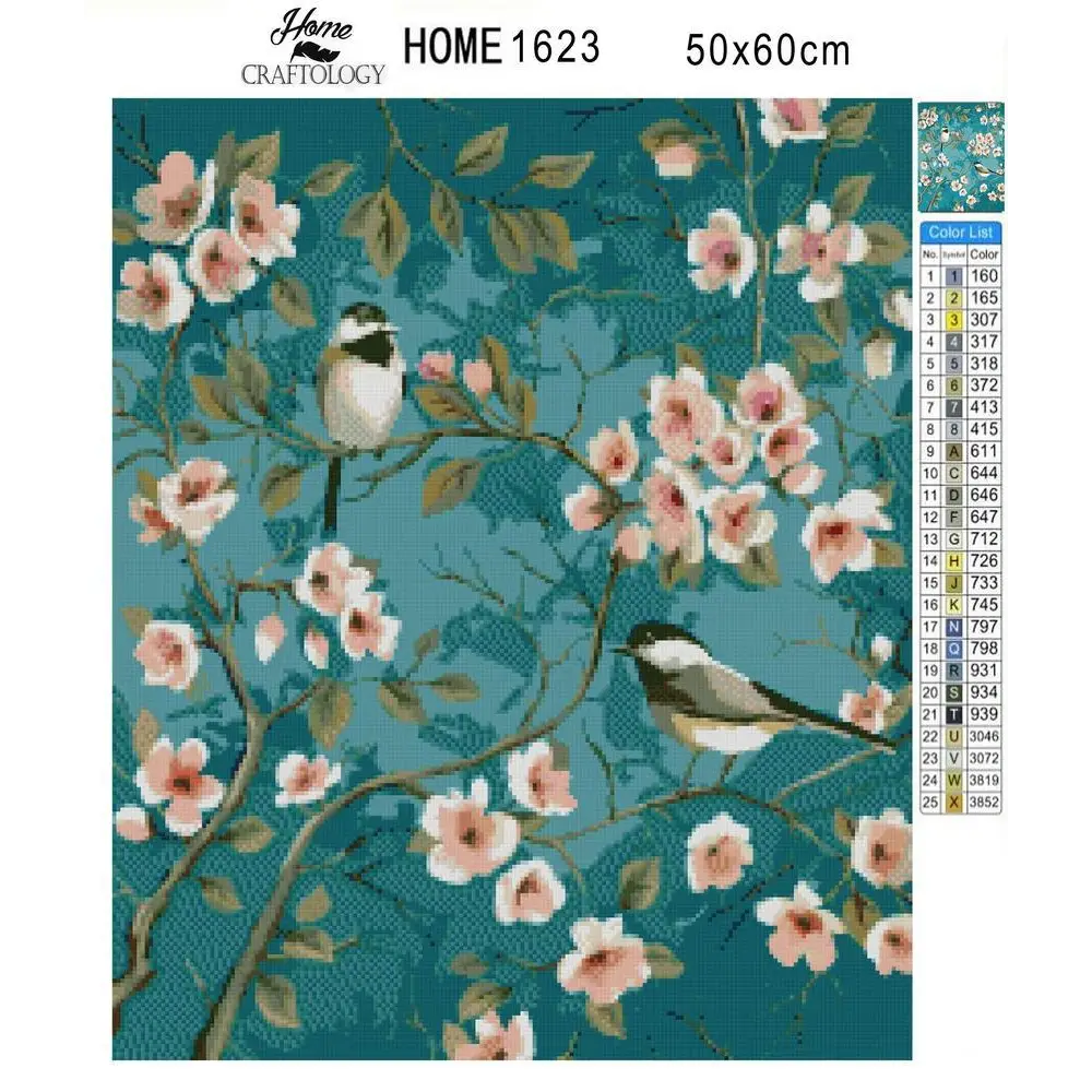 Birds and Blossoms - Exclusive Premium Diamond Painting Kit - Diamond Painting Kit