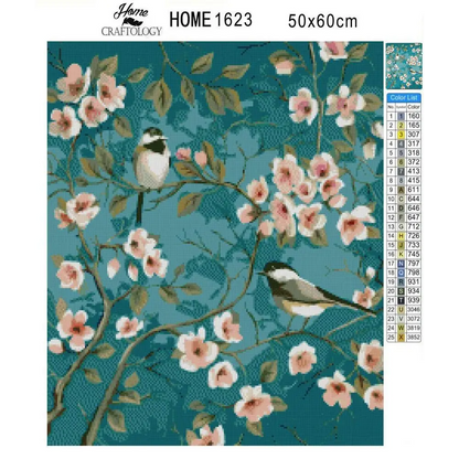 Birds and Blossoms - Exclusive Premium Diamond Painting Kit - Diamond Painting Kit