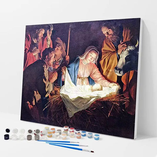 Birth of Jesus Kit - Paint By Numbers - 30x40cm / 12x16’’ / No Frame - Paint By Numbers