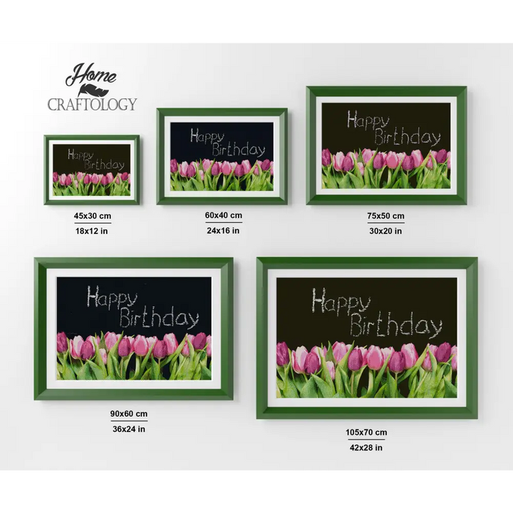 Birthday Flowers - Premium Diamond Painting Kit - Diamond Painting Kit