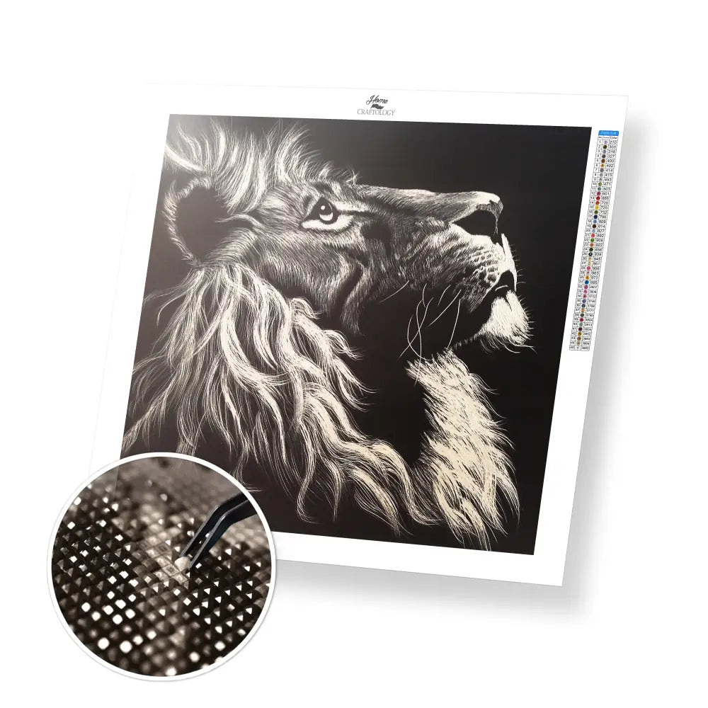 Black and White Lion - Premium Diamond Painting Kit - 30x30cm / 12x12’’ / Square (Most Popular) - Diamond Painting Kit