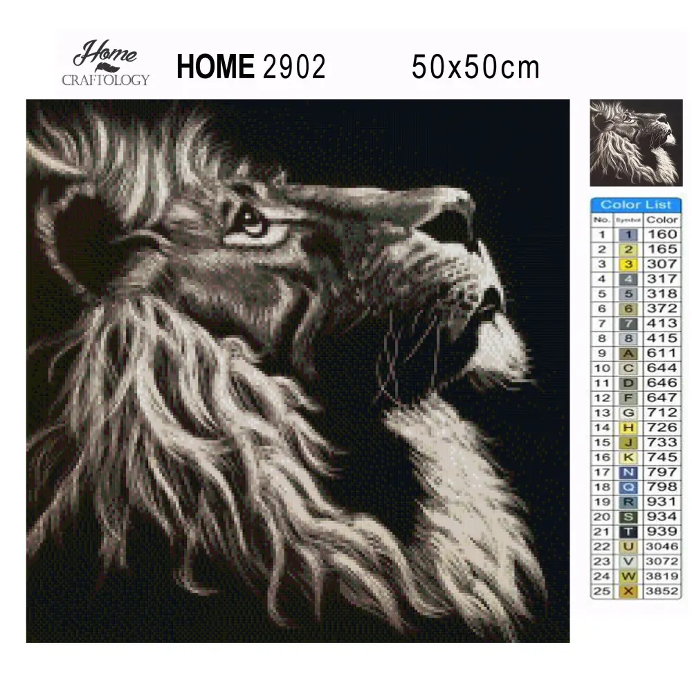 Black and White Lion - Premium Diamond Painting Kit - Diamond Painting Kit