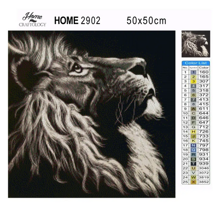Black and White Lion - Premium Diamond Painting Kit - Diamond Painting Kit
