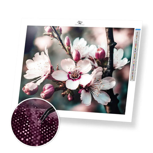 Blooming Cherry Blossoms - Premium Diamond Painting Kit - 35x30cm / 14x12’’ / Square (Most Popular) - Diamond Painting