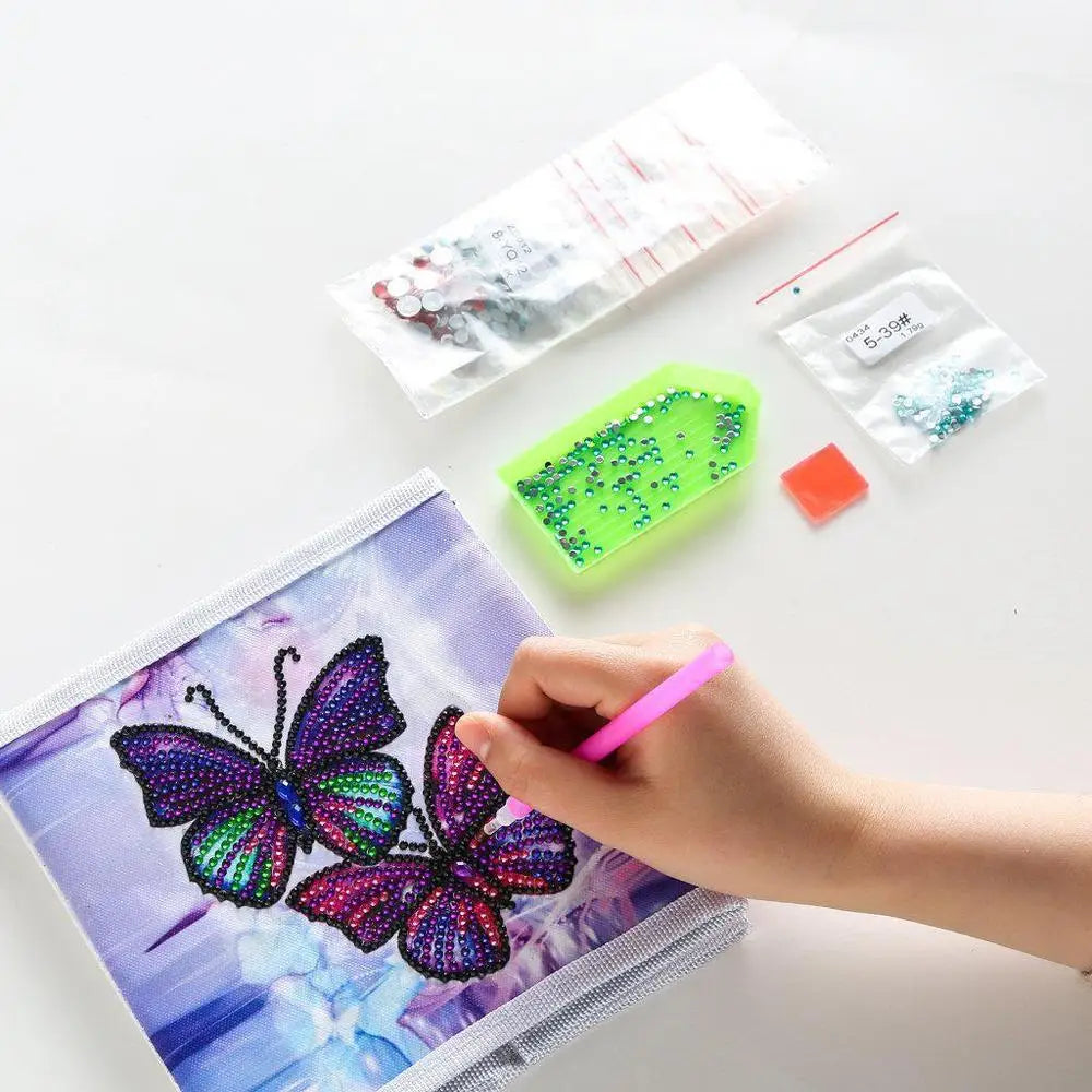 Blue and Purple Butterflies - Diamond Painting Storage Kit - Storage Box