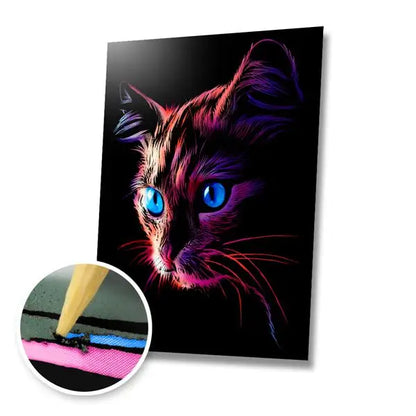 Blue Eyed Cat and Fluffy Kitten Scratch Painting Bundle - Scratch Painting