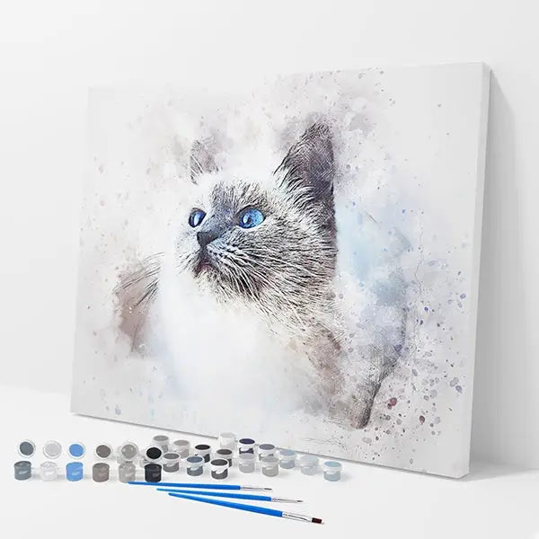 Blue-Eyed Cat Kit - Paint By Numbers - 30x40cm / 12x16’’ / No Frame - Paint By Numbers