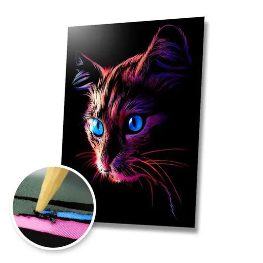 Blue Eyed Cat - Scratch Painting Kit - Scratch Painting