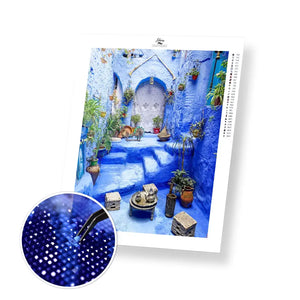 Blue House Interior - Premium Diamond Painting Kit - 30x35cm / 12x14’’ / Square (Most Popular) - Diamond Painting Kit