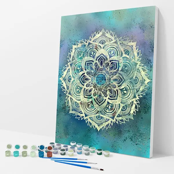 Blue Mandala Kit - Paint By Numbers - 30x40cm / 12x16’’ / No Frame - Paint By Numbers