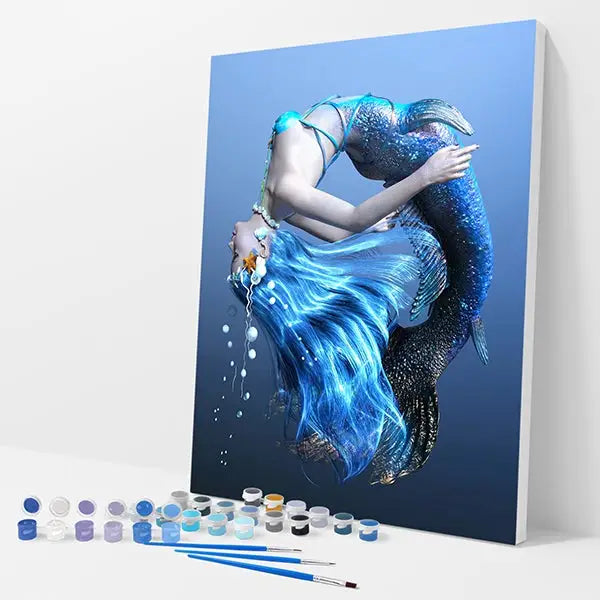 Blue Mermaid Kit - Paint By Numbers - 30x40cm / 12x16’’ / No Frame - Paint By Numbers