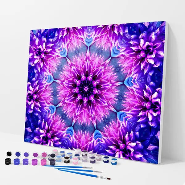 Blue Orchid Mandala Kit - Paint By Numbers - 30x40cm / 12x16’’ / No Frame - Paint By Numbers