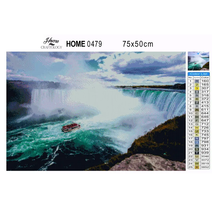 Boat by the Niagara Falls - Premium Diamond Painting Kit - Diamond Painting Kit